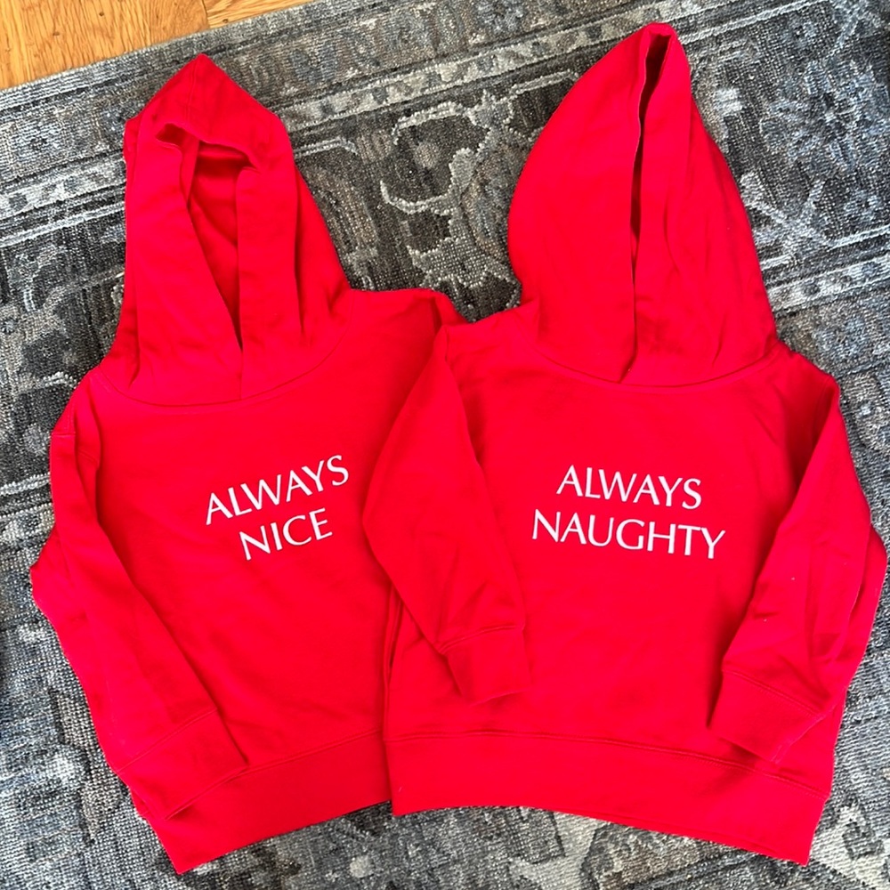 Love Bubby Naughty Nice red hoodies NWT Sz 2